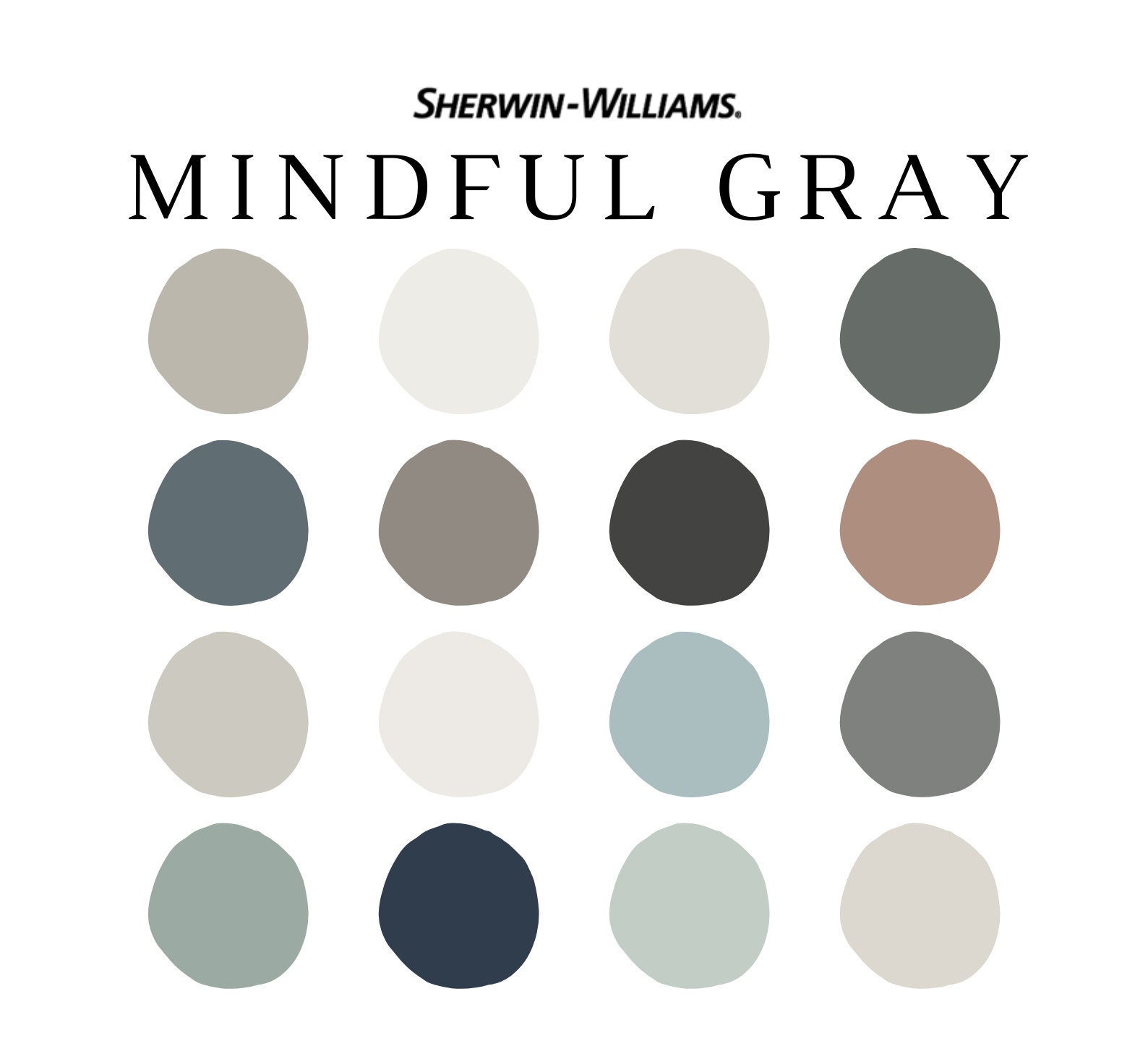 Sherwin Williams MINDFUL GRAY Coordinating Colors for the Etsy