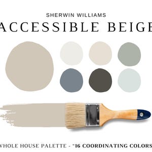 ACCESSIBLE BEIGE Color Palette, Modern Neutral House Paints, Sherwin Williams Accessible Beige Cabinets and Whole House, Warm Neutrals