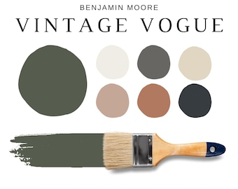 Benjamin Moore VINTAGE VOGUE Color Palette, Benjamin Moore Dark Green Paint, Vintage Vogue Coordinating Colors for Whole House, Moody Paints