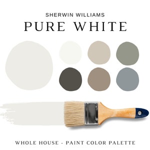 Sherwin Williams PURE WHITE Paint, Color Palette Country Home, Coordinating Paint for Rooms & Whole House, Bathroom Cabinet Color, SW Whites