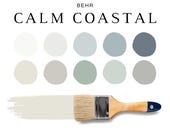 Behr CALM COASTAL Color Palette, Behr Coastal Farmhouse, BEACH House Colors, Coastal Exteriors, Home Paint Selection, Behr Dolphin Fin, Calm