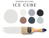 Sherwin Williams ICE CUBE Paint Palette, Best Sherwin Williams Light Gray Wall Paint Color for Whole House, Living Room Colors, SW Ice Cube
