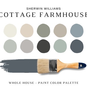 Tavolozza di colori per cottage in stile rustico, Sherwin Williams Farmhouse Cottage, Pittura per inaugurazione della casa, Tavolozza di colori neutri moderni, Colori per cottage di campagna