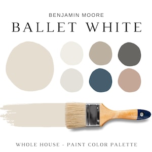 Benjamin Moore BALLET WHITE Color Palette, Soft White Paint, Ballet White Coordinating Colors Whole House, Ballet White Color Scheme, OC-9