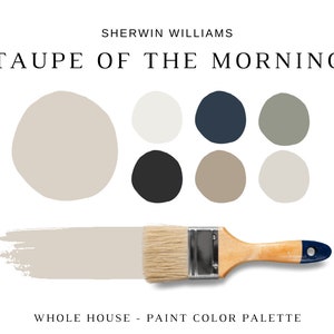 Sherwin Williams TAUPE Of The MORNING Color Palette, Taupe Of The Morning Coordinating Colors for Cabinet, Room & Whole House, Taupe Gray