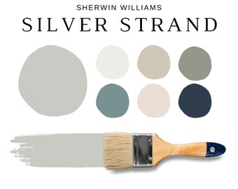 Sherwin Williams SILVER STRAND Paint Palette, Silver Strand House Paint Palette, Silver Strand Paint, Coastal Farmhouse, Beach House Colors