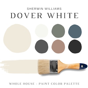 Sherwin Williams DOVER WHITE Color Palette, Warm Neutrals, Coordinating Paint for Cabinets, Rooms & Whole House, Sherwin Williams Whites