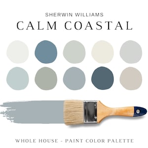CALM COASTAL Paint Color Palette, Sherwin Williams Coastal Colors, BEACH House Colors, Coastal Farmhouse Paint Palette, Coastal Exterior