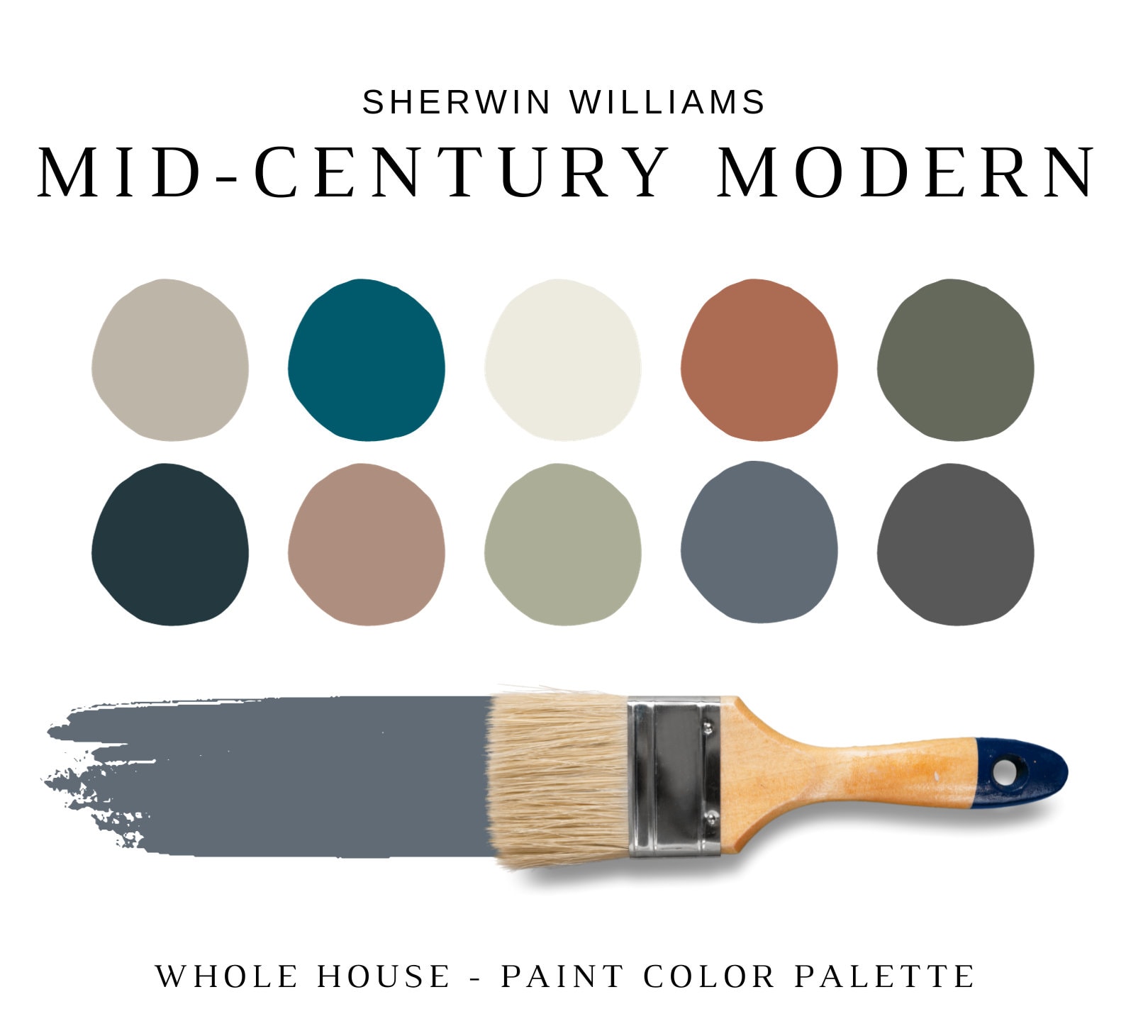 MID CENTURY MODERN Color Palette Sherwin Williams Mid century