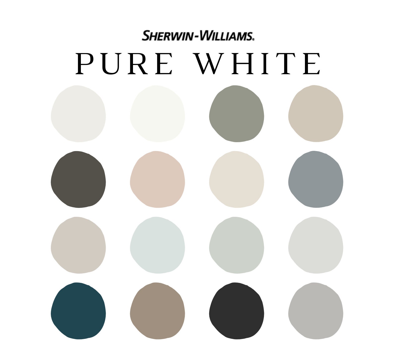 Sherwin Williams PURE WHITE Paint Color Palette Country Home Etsy