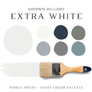 EXTRA WHITE Color Palette Sherwin Williams , Best White Wall Color, Calm Paint Color, Extra White Coordinating Paint Colors for WHOLE House image 1