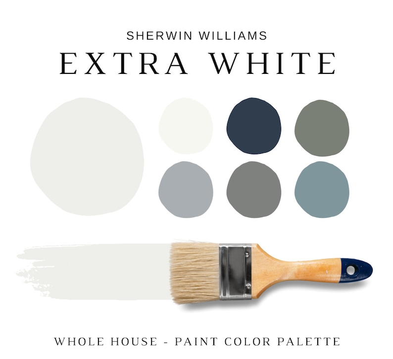 EXTRA WHITE Color Palette Sherwin Williams , Best White Wall Color, Calm Paint Color, Extra White Coordinating Paint Colors for WHOLE House image 1