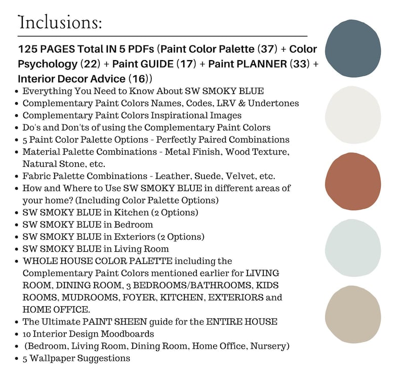 Sherwin Williams SMOKY BLUE Color Palette, Modern Interior Paint ...