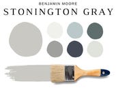 Benjamin Moore STONINGTON GRAY Color Palette, Cool Neutrals, Stonington Gray Coordinating Colors for Whole House, Wrought Iron, Paint Advice