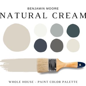 Benjamin Moore NATURAL CREAM Color Palette, Modern Color Scheme, BM Natural Cream Coordinating Colors for Whole House, Natural Cream Palette