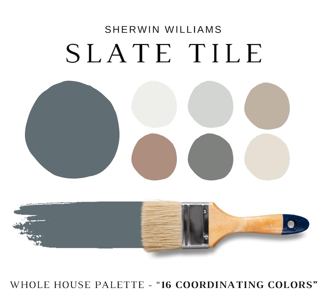 Sherwin Williams SLATE TILE Color Palette, Transitional Home, SW Slate ...