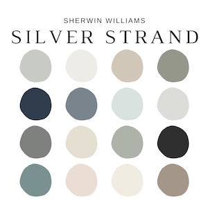 Sherwin Williams SILVER STRAND Paint Palette, Silver Strand House Paint Palette, Silver Strand Paint, Coastal Farmhouse, Beach House Colors image 2