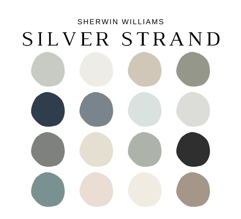 Sherwin Williams SILVER STRAND Paint Palette, Silver Strand House Paint Palette, Silver Strand Paint, Coastal Farmhouse, Beach House Colors image 2