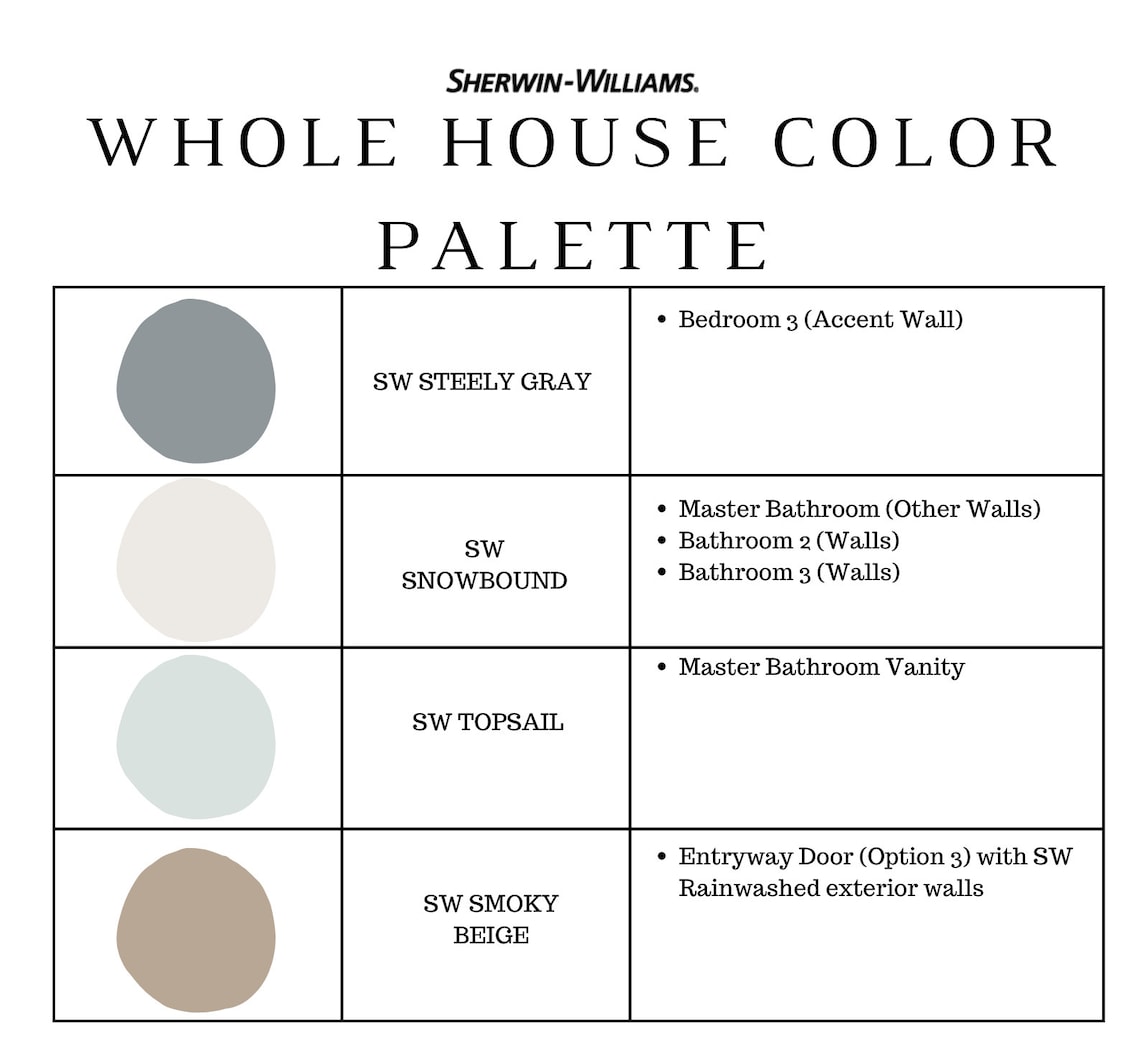 Sherwin Williams RAINWASHED Paint Color Palette Interior and Etsy UK