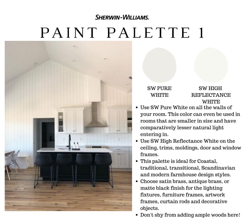 Sherwin Williams PURE WHITE Paint Color Palette Country Home Etsy