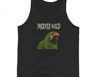 Forever Wild Great Green Macaw Tank Top, Bird Tank Top, Wildlife Tank Top, Parrot Tank Top, Unisex Tank Top, Bird Graphic Design, Bird Lover