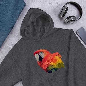 Macaw Hoodie Saves Macaws, Bird Hoody, Parrot Hoodie for Parrot Lover, Forever Wild Scarlet Macaw, Animal Pullover, Bird Hooded Sweatshirt