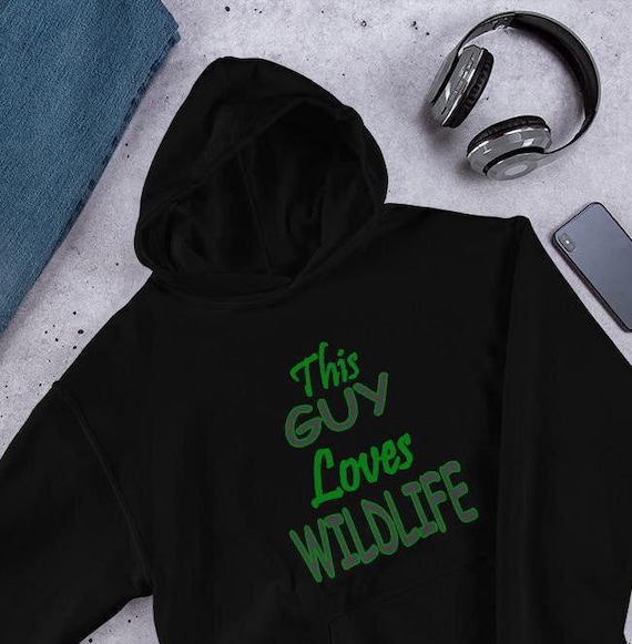 Guy Hoodie, Men Pullover, Man Hoody, Wildlife Lover Gift, Mens Hooded  Sweatshirt, This Guy Loves Wildlife Hoodie