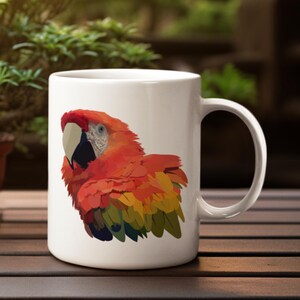 Scarlet Macaw Mug, Parrot Coffee Mug, Macaw Love, Bird Lover Gift, Save the Birds, Scarlet Macaw Coffee Cup, Bird Conservation