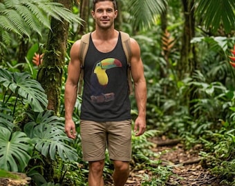 Rainbow-Billed Toucan Tank Top, Tropical Bird Sleeveless Shirt, Bird-Watcher Shirt, Nature Inspired Tee