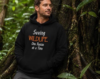 Wildlife Rescue Hoodie, Animal Conservation Unisex Pullover, Save Wildlife Hoody, Saving-Wildlife-One-Rescue-at-a-Time Apparel