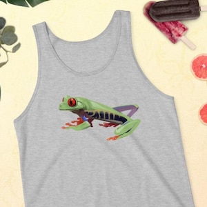 Frog Tank Top, Frog Lover Gift, Wildlife Tank Top, Save Frog, Frog Conservation, Red Eyed Tree Frog Shirt, Protection Frog