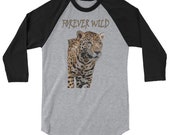 Forever Wild Jaguar Raglan Shirt, Jaguar Shirt, Wildlife Shirt, Wildlife Raglan, Baseball Raglan, Unisex Raglan Shirt, 3/4 Sleeve hirt