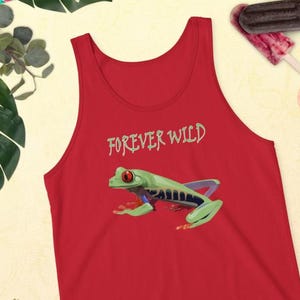 Frog Tank Top, Frog Lover Gift, Green Frog Graphic Tee, Protection Frog Tanktop, Frog Lover Gift, Forever Wild Red Eyed Tree Frog