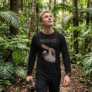 Sloth Long Sleeve Shirt, Three-Toed Sloth Pullover, Conservation Gift, Tropical Wildlife Lover, Nature-themed Apparel