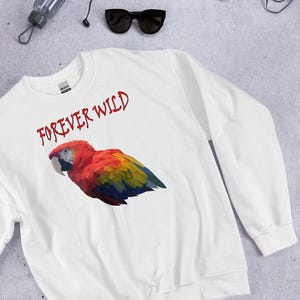 Macaw Sweatshirt, Parrot Sweatshirt, Parrot Rescue, Save Bird, Scarlet Macaw Wings, Bird Conservation, Tropical Scarlet Macaw Shirt