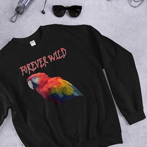 Macaw Sweatshirt, Parrot Rescue, Parot Sweatshirt, Bird Conservation, Bird Pullover, Macaw Love, Scarlet Macaw Wings and Feathers