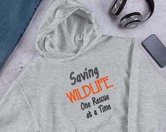 Save Wildlife Hoodie, Animal Lover Gift, Conservation Hooded-Sweatshirt, Saving-Wildlife-One-Rescue-at-a-Time Hoody