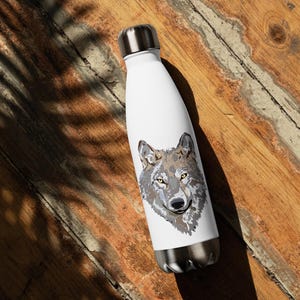 Wolf Spirit Water Bottle, Grey Wolf Waterbottle, Save Wildlife, Protect Gray Wolves , Wolfe Tumbler, Insulated Reusable Water Bottle