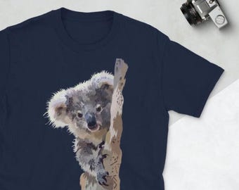 Koala Graphic T-Shirt, Save Koalas Tee, Australian Wildlife Short Sleeve Shirt, Nature Inspired Apparel