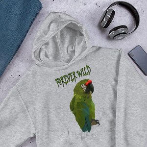 Macaw Hoodie, Save Endangered Birds, Parrot Hoodie for Parrot Lover, Bird Hoody, Animal Pullover, Love Birds, Wildlife Lover, Forever Wild