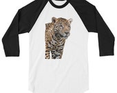 Jaguar Raglan Shirt, Jaguar Shirt, Wildlife Shirt, Unisex Raglan Shirt, Wild Cat Shirt, Baseball Raglan, 3/4 Sleeve Shirt,
