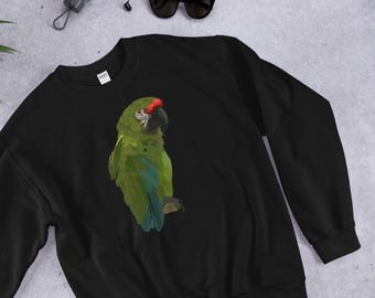 Sudadera con estampado de guacamayo verde, para amantes de las aves tropicales, sudadera para la conservación de la vida silvestre.