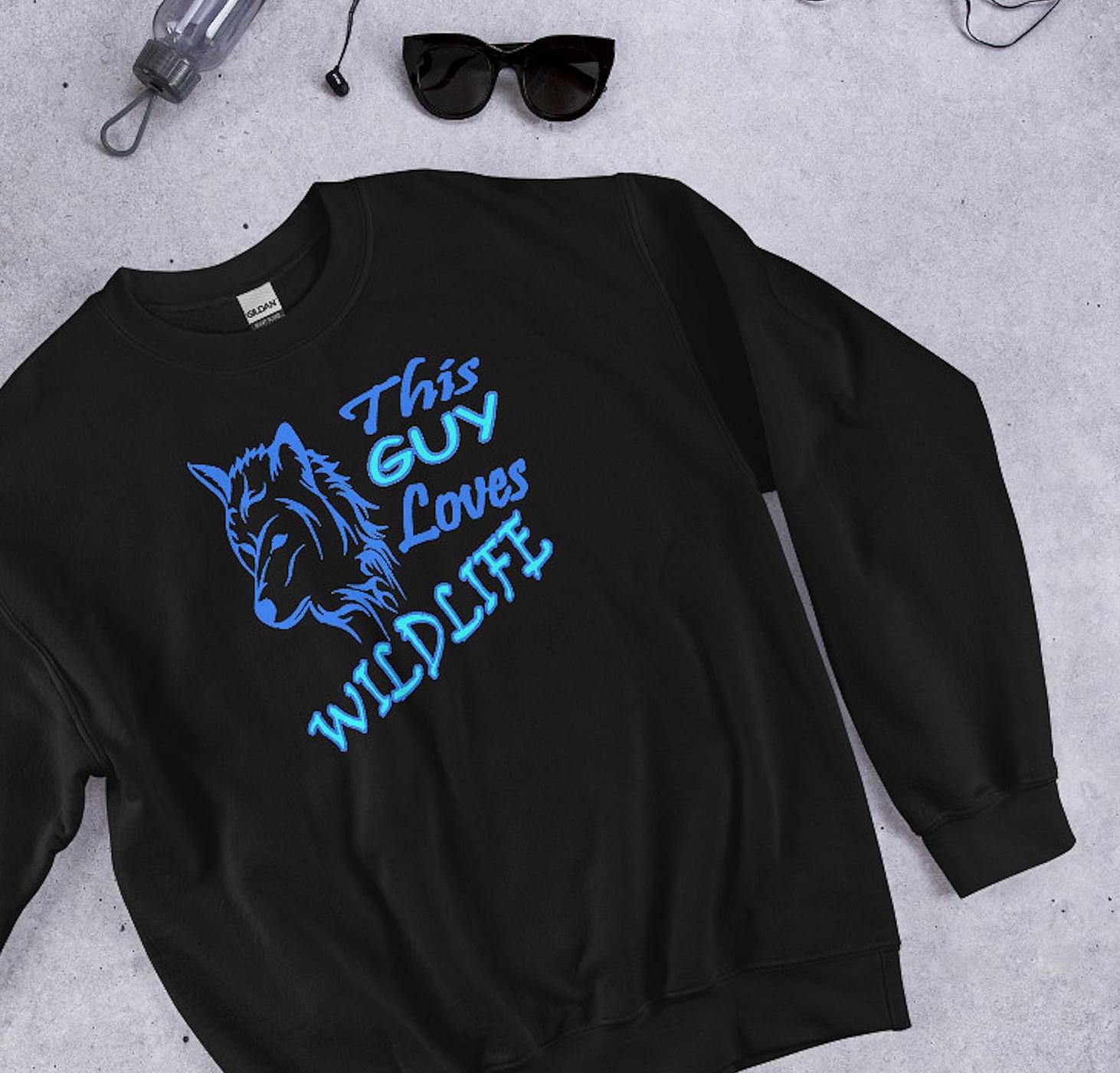 Felpa Di Natale Uomo Con Stampa Santa Fox E Animali Selvatici – Maglione Albero Luce (The Clothing Shed)