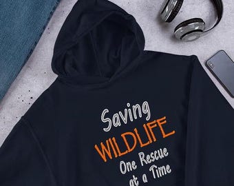 Wildlife Hoodie, Animal Pullover, Protect the Wild Life, Wildlife Lover Gift, Hooded Sweatshirt, Saving Wildlife One Rescue at a Time Hoody