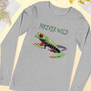 Cute Frog Long Sleeve Shirt, Frog Spirit, Tropical Tree Frog, Green Frog Shirt, Rainforest Frog, Forever Wild Red Eyed Tree Frog