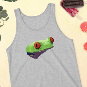Cute Frog Tank Top, Green Frog Shirt, Frog Lover Gift, Save Frogs, Frog Tanktop, Red Eyed Tree Frog, Tropical Frog Conservation