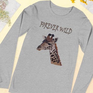 Giraffe Long Sleeve Shirt, Giraffe Conservation, Giraffe Shirt,  Wild and Free Giraffes, Giraffe Lover Gift, Forever Wild Giraffe