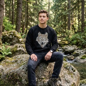 Grey Wolf Sweatshirt, Wildlife Crewneck Sweater, Animal Conservation Pullover, Save Wolves,  Wolf Lover Gift