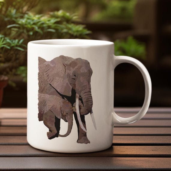 African Elephant Ceramic Mug, Safari Animal Coffee Cup, Wildlife  Conservation Gift, Save Elephants - Etsy