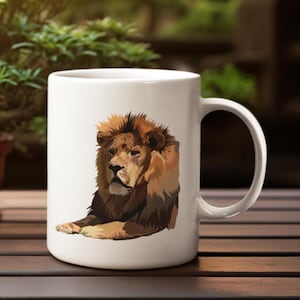 Lion Coffee Mug, African Lion Lover Gift, Save Lions, Wild Cat Ceramic Mug, Lion Conservation, Lion Rescue, Cute Lion Coffee Cup